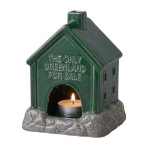 greenland ceramic candle house green